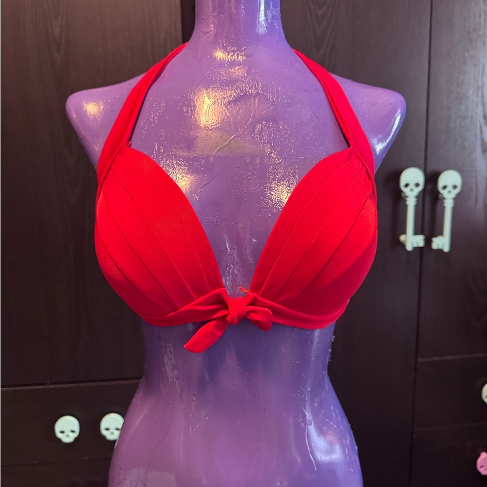 Red Halter Bikini Top